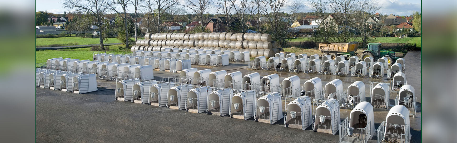 Desktop header showing a large group of the CalOTel outdoor individual hutches