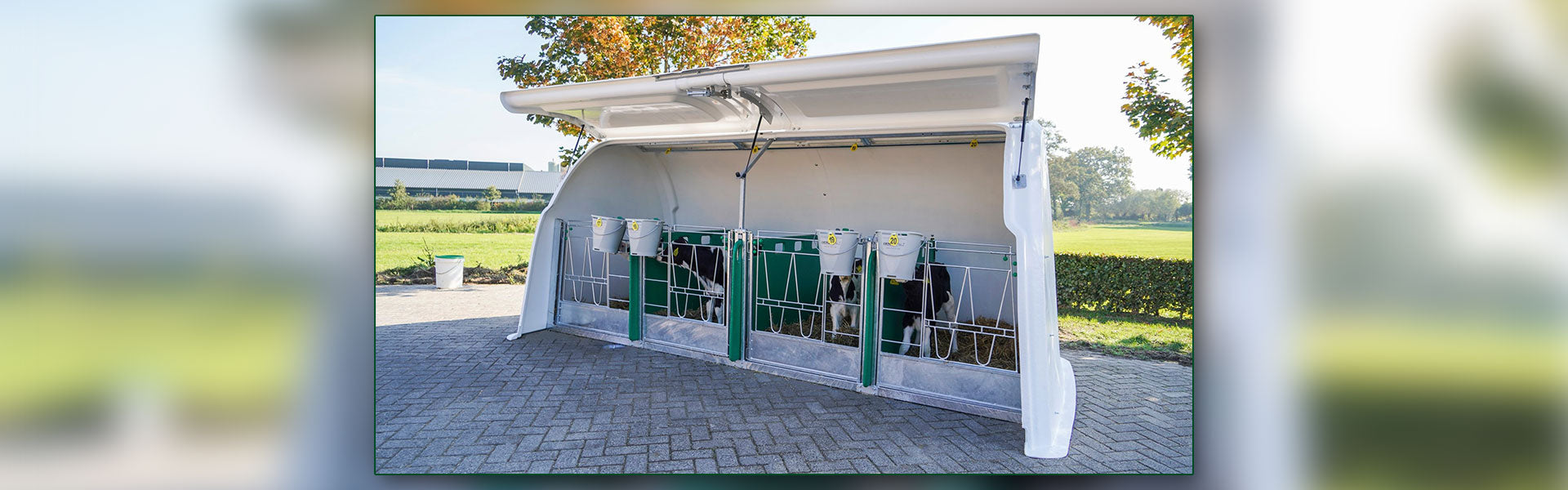 Desktop header image showing the CalfOTel Hybrid calf hutch