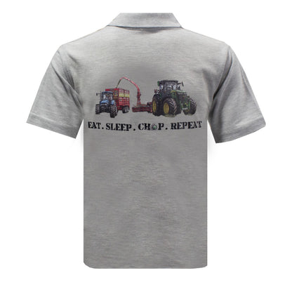 "Eat, Sleep, Chop, Repeat" John Deere & New Holland Unisex Polo Shirt