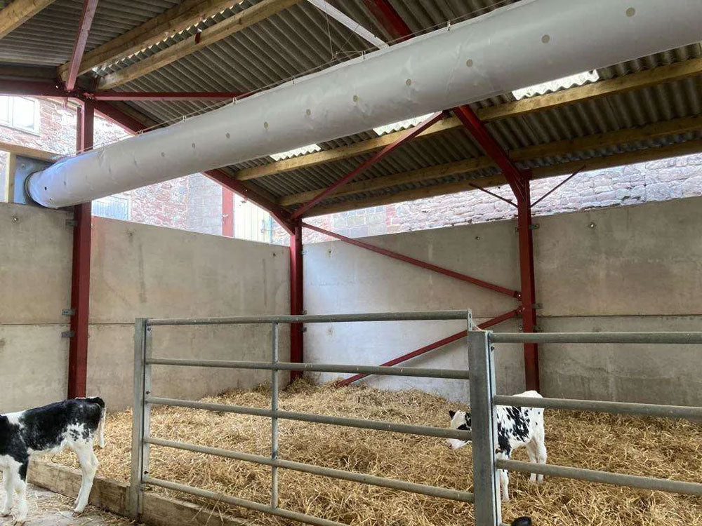 A Galebreaker Venttube installed above some cute calves