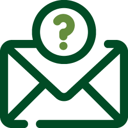 A vector image of an envelope, with a question mark over it