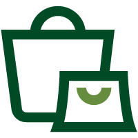 A vector image of a shopping basket and a handbag