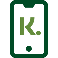 A vector image of a mobile phone with the Klarna K logo onscreen