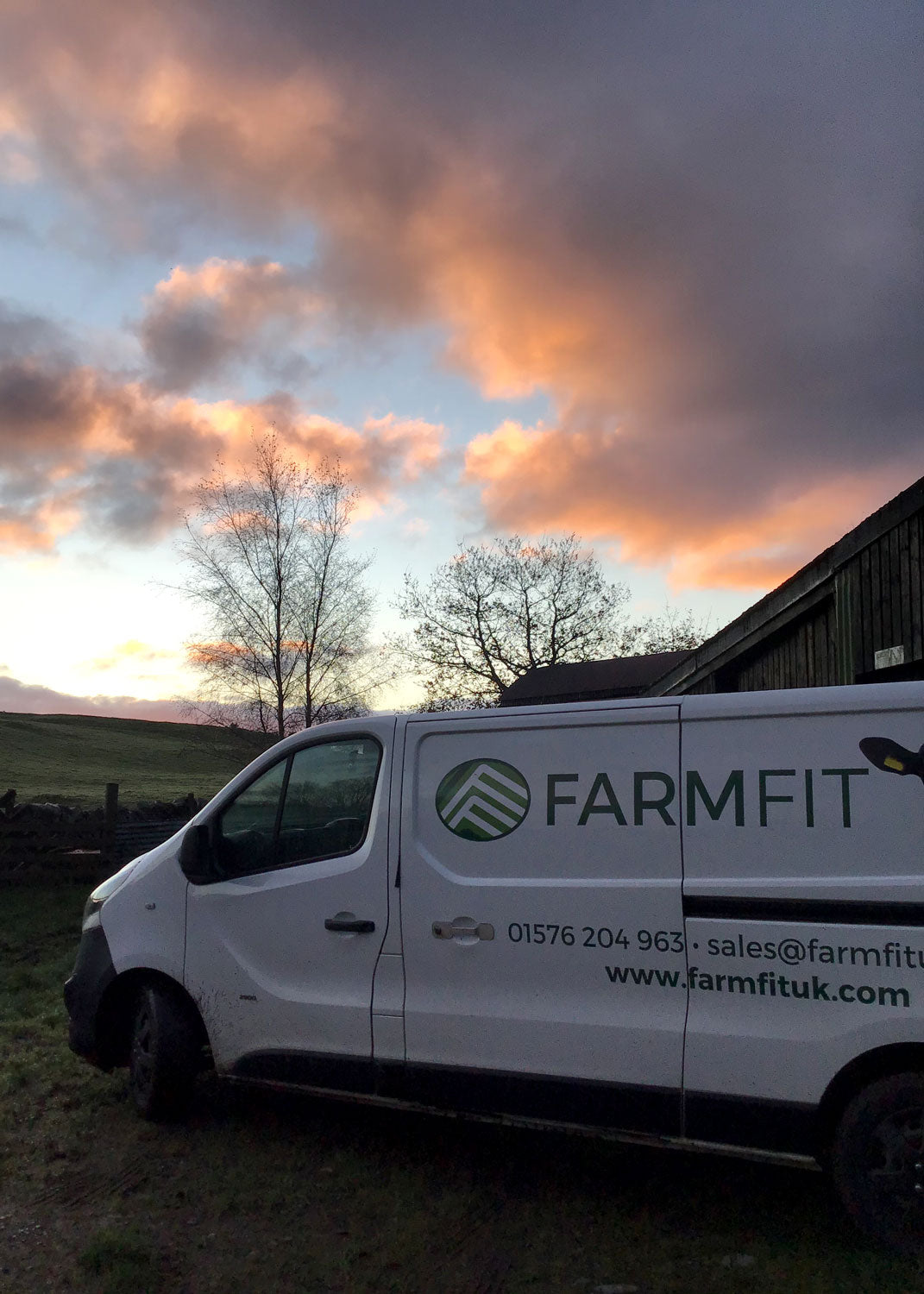 Our normal-sized van with a lovely sunset in the background