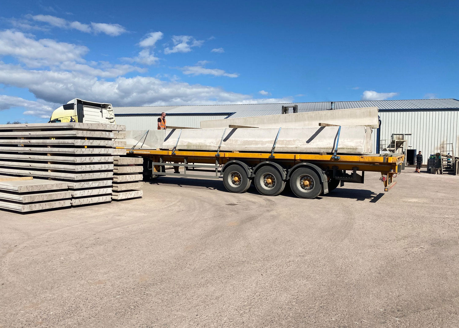Picking up a load of concrete panels
