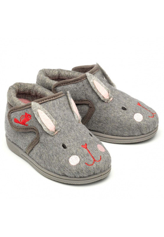 Katie Soft Terry Grey Bunny Slippers