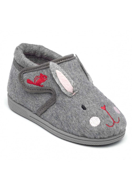 Katie Soft Terry Grey Bunny Slippers