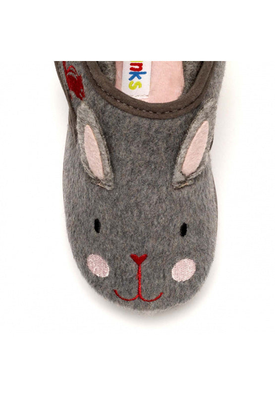 Katie Soft Terry Grey Bunny Slippers